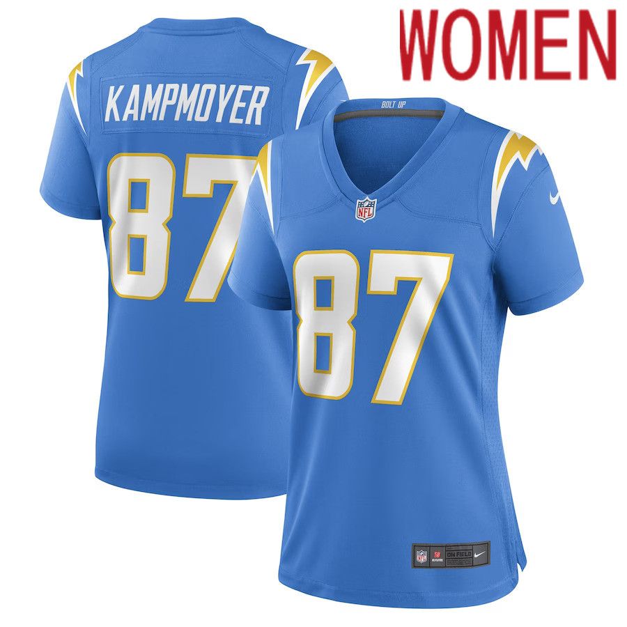 Women Los Angeles Chargers 87 Hunter Kampmoyer Nike Powder Blue Game Player NFL Jersey